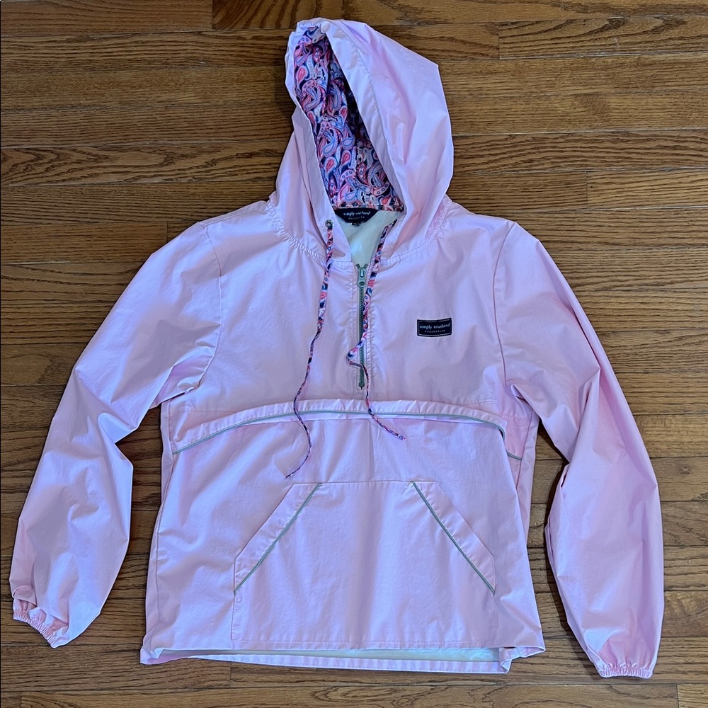 Simply Southern Light Pink Pullover Windbreaker with Paisley Lined Hood